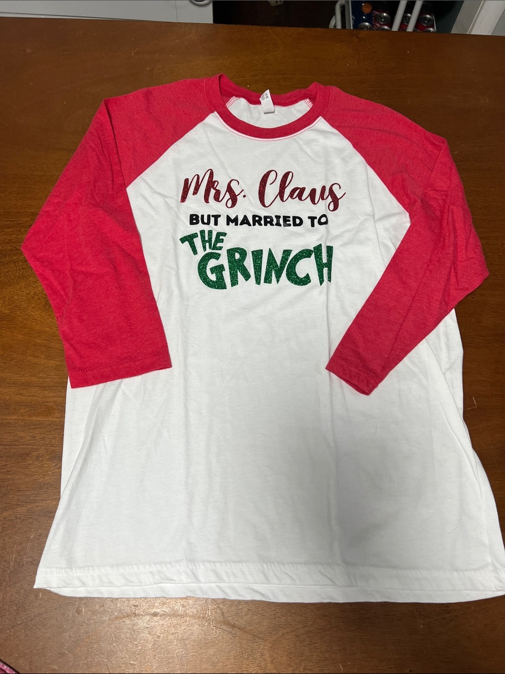 Mrs. Claus Raglan Shirt - White and Red